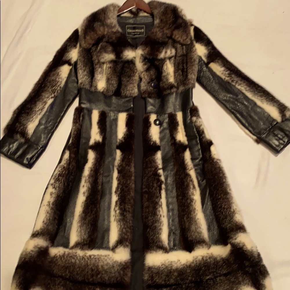 Long fur and leather coat